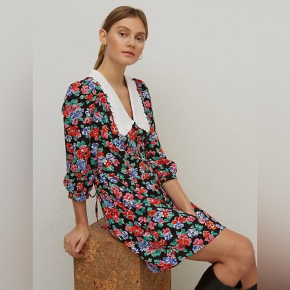 Floral Collared Mini Tea Dress | Nobody's Child | size 12 - Picture 2 of 11